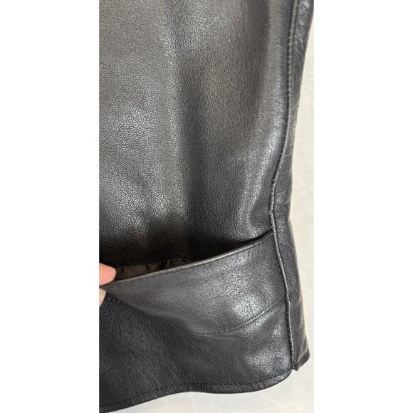 Motorcycle Biker Vest Mens XL Black Leather USA Flag Patriotic Snap Vintage 90s - Picture 3 of 7